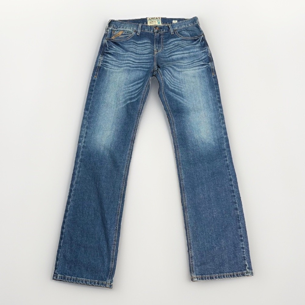 Ariat M7 Slim Fit Straight Leg Jeans 34x36 Blue Denim Rocker Medium Wash work